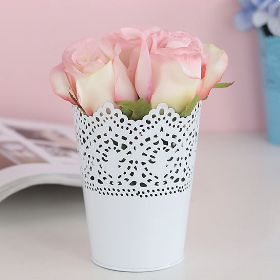 Decorative Metal Lace Design Planter Basket Nestasia