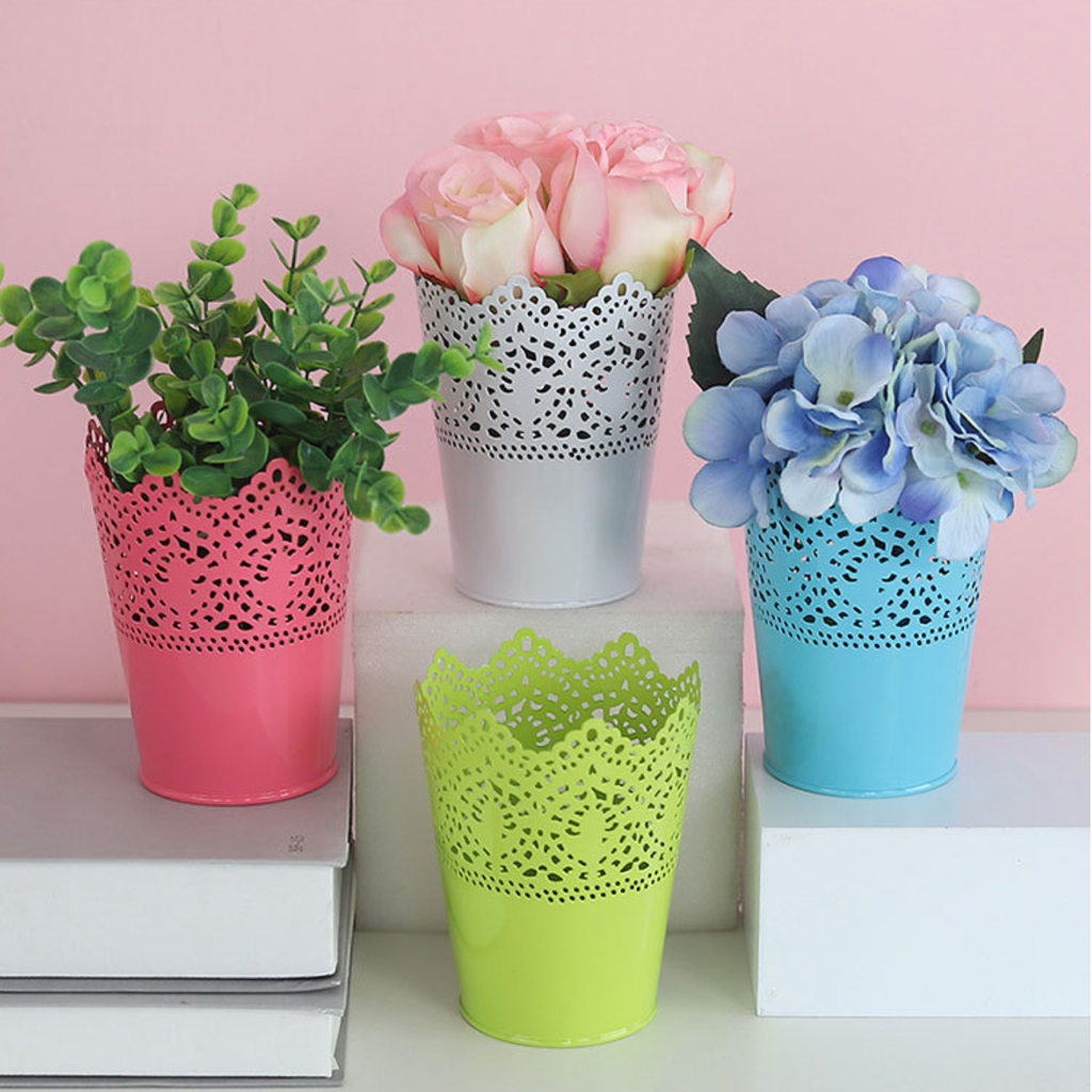 Decorative Metal Lace Design Planter Basket Nestasia