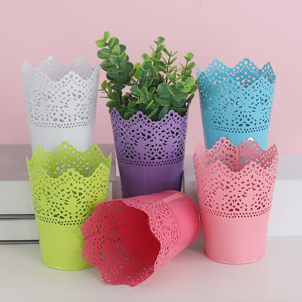 Decorative Metal Lace Design Planter Basket Nestasia