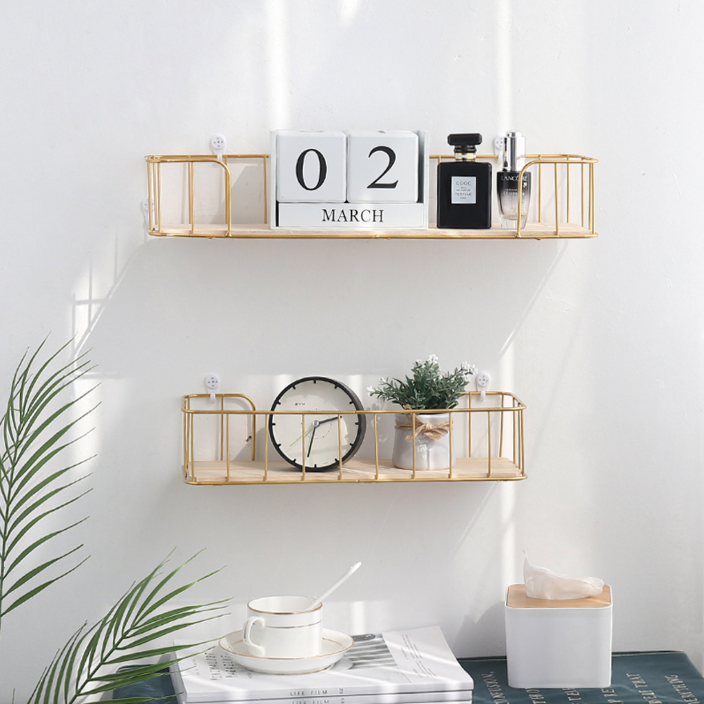 Wall Bookshelf - Gold Nestasia