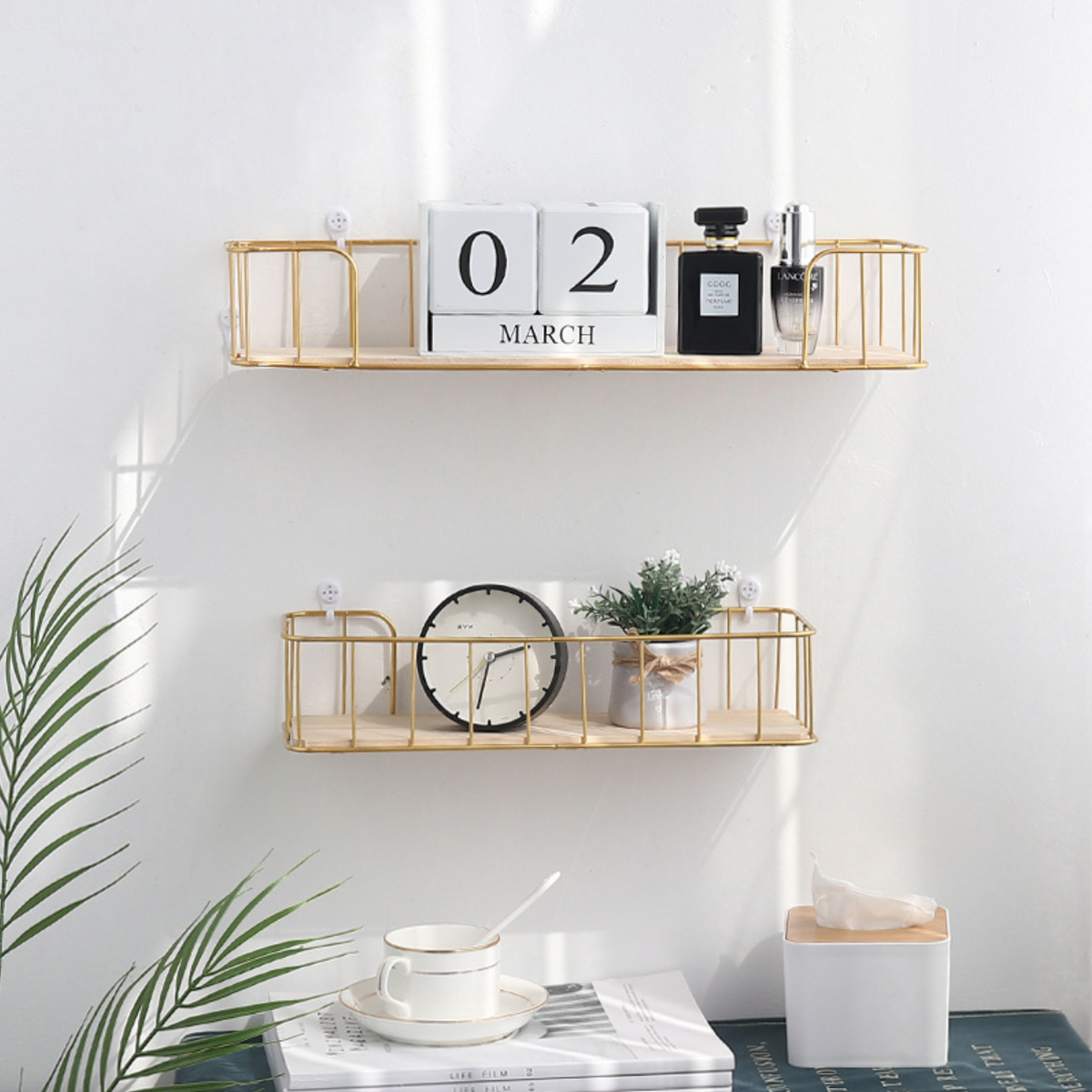 Wall Bookshelf - Gold Nestasia