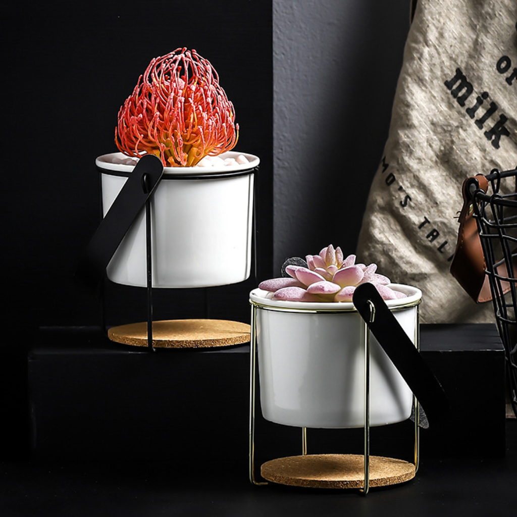 Bucket Style Ceramic Planter Nestasia