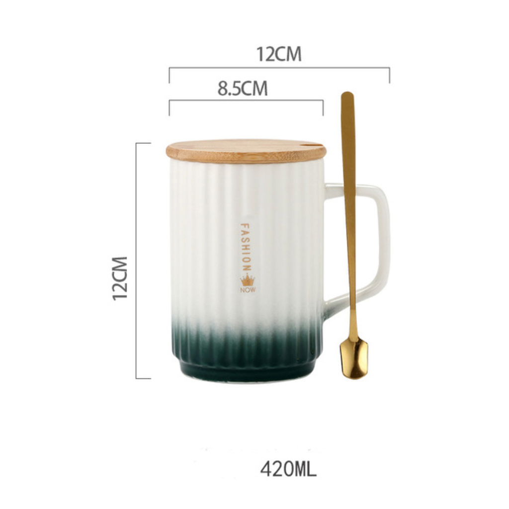 Ceramic Mug with Lid and Spoon Nestasia