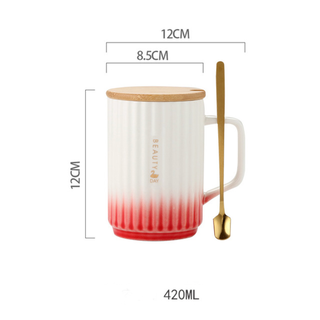 Ceramic Mug with Lid and Spoon Nestasia