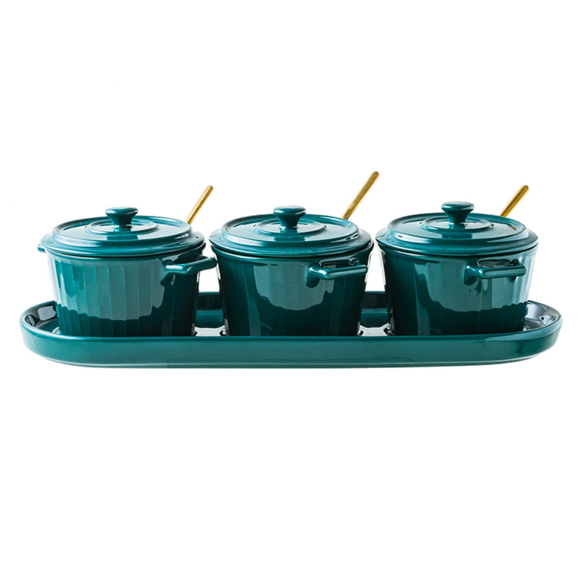 Green Spice Jar Set With Tray Nestasia