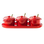 Red Spice Jar Set With Tray Nestasia