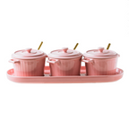 Pink Spice Jar Set With Tray Nestasia
