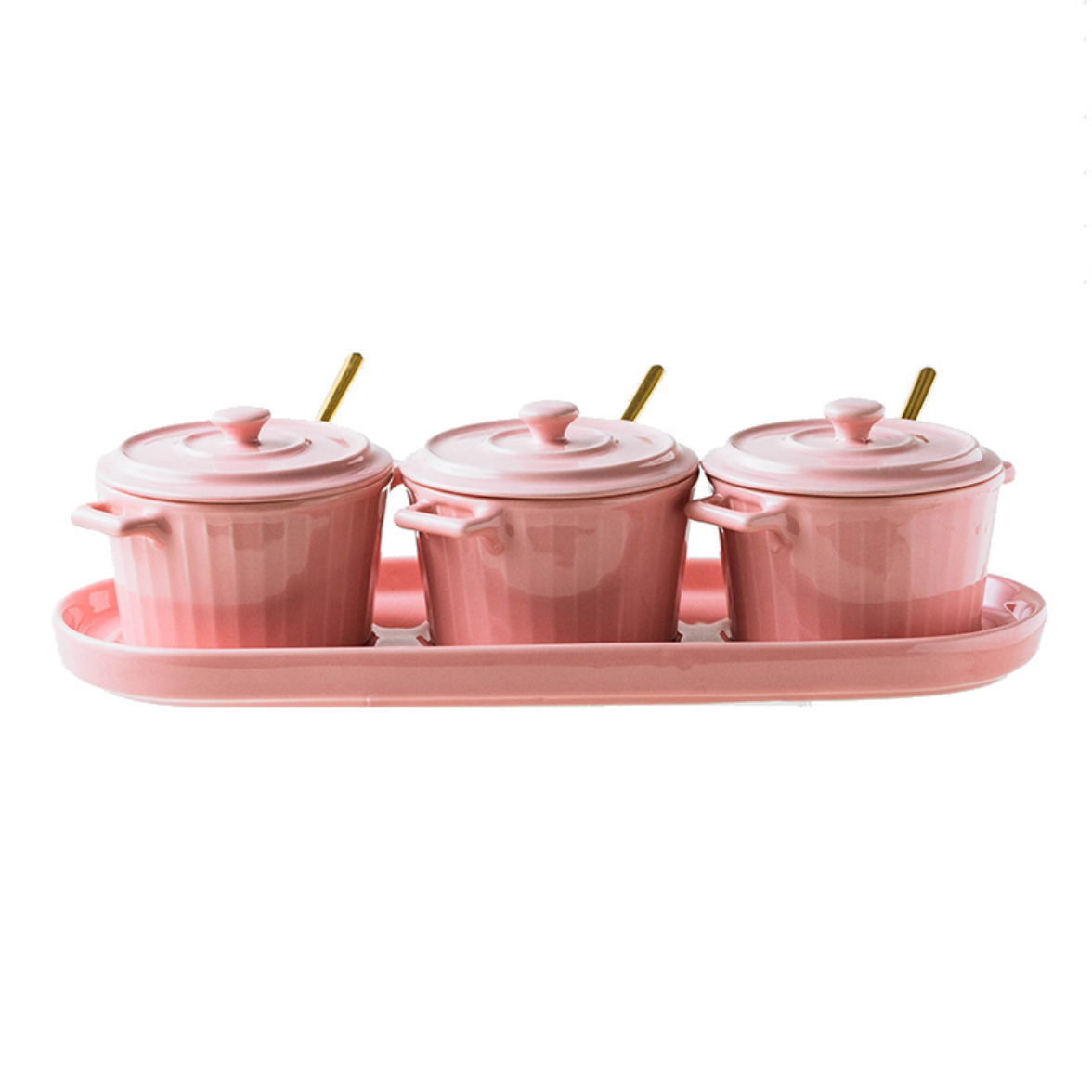 Pink Spice Jar Set With Tray Nestasia