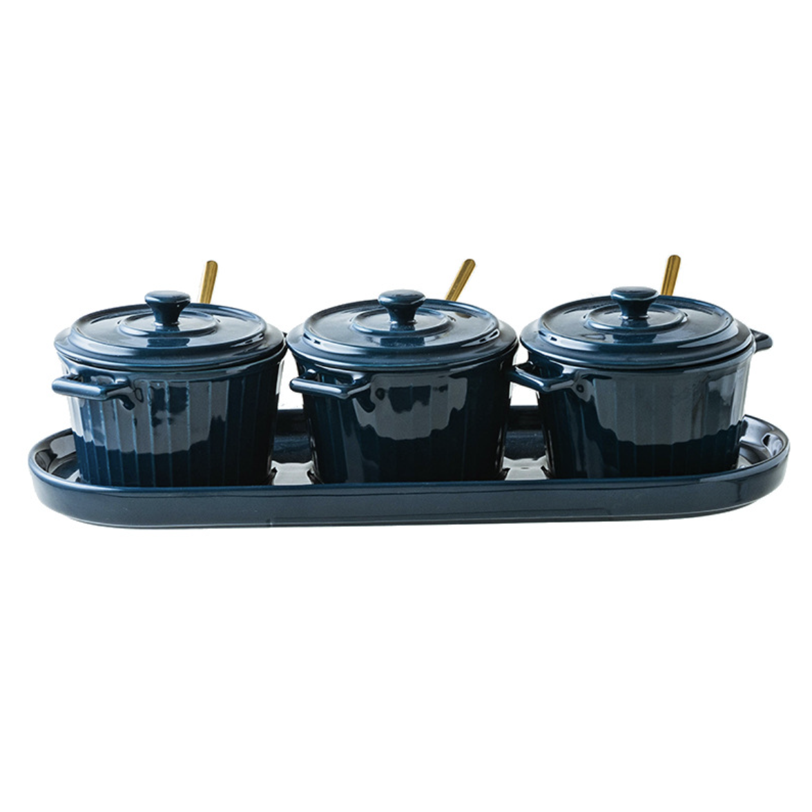 Blue Spice Jar Set With Tray Nestasia