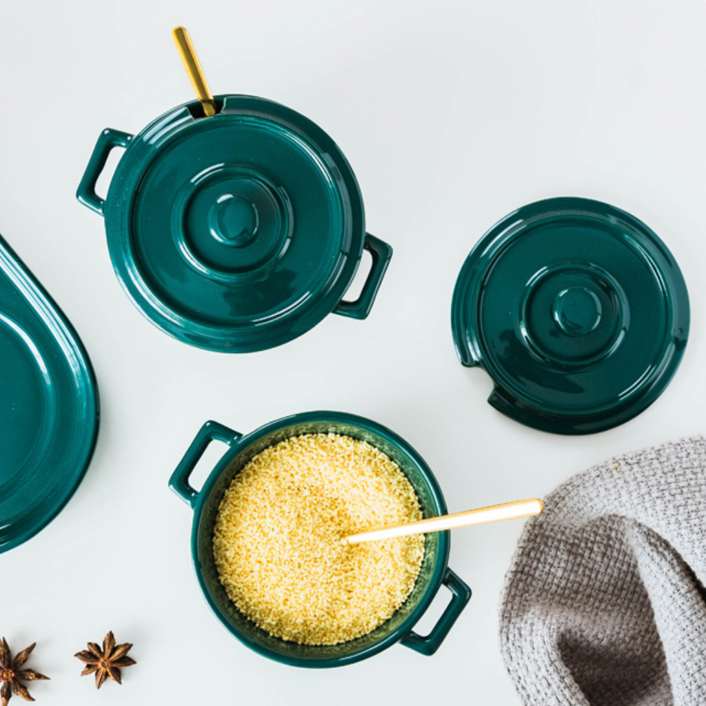 Green Spice Jar Set With Tray Nestasia