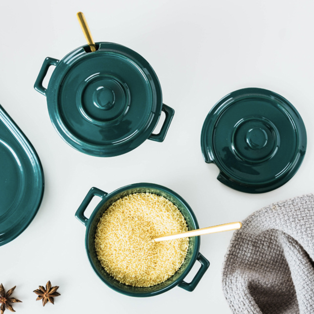 Green Spice Jar Set With Tray Nestasia