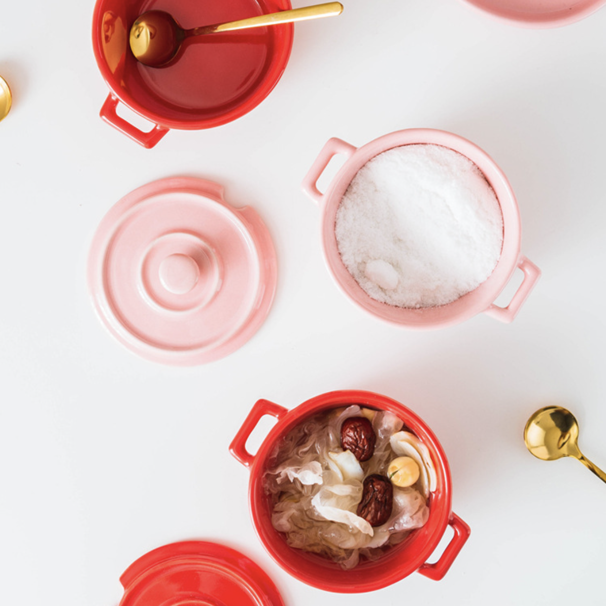 Pink Spice Jar Set With Tray Nestasia