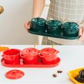 Red Spice Jar Set With Tray Nestasia