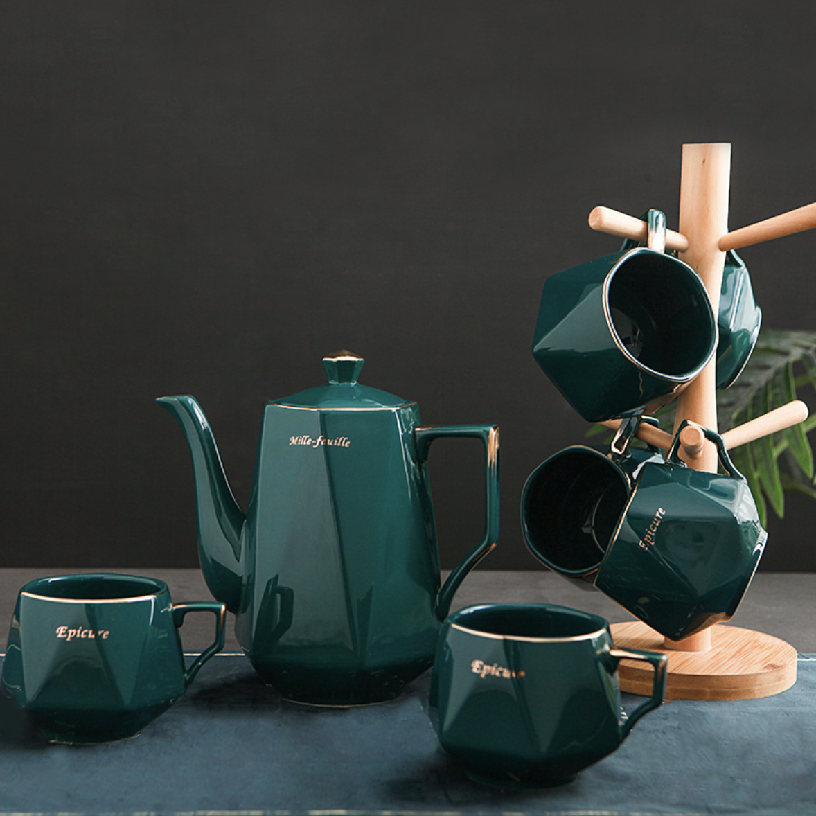 Contemporary Tea Set Green Nestasia