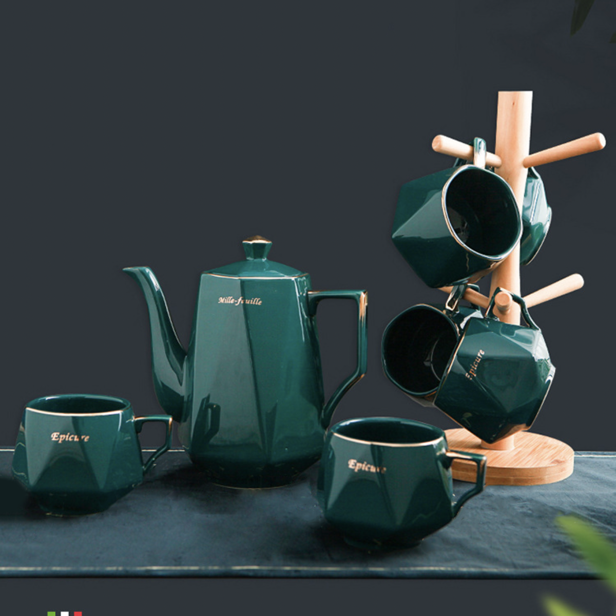 Contemporary Tea Set Green Nestasia