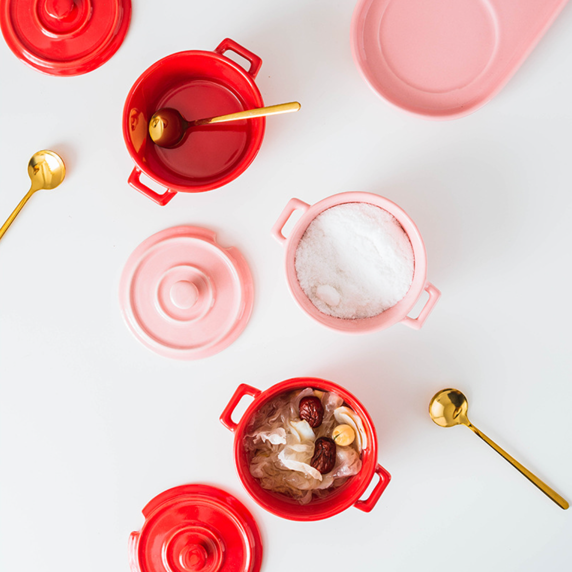 Pink Spice Jar Set With Tray Nestasia