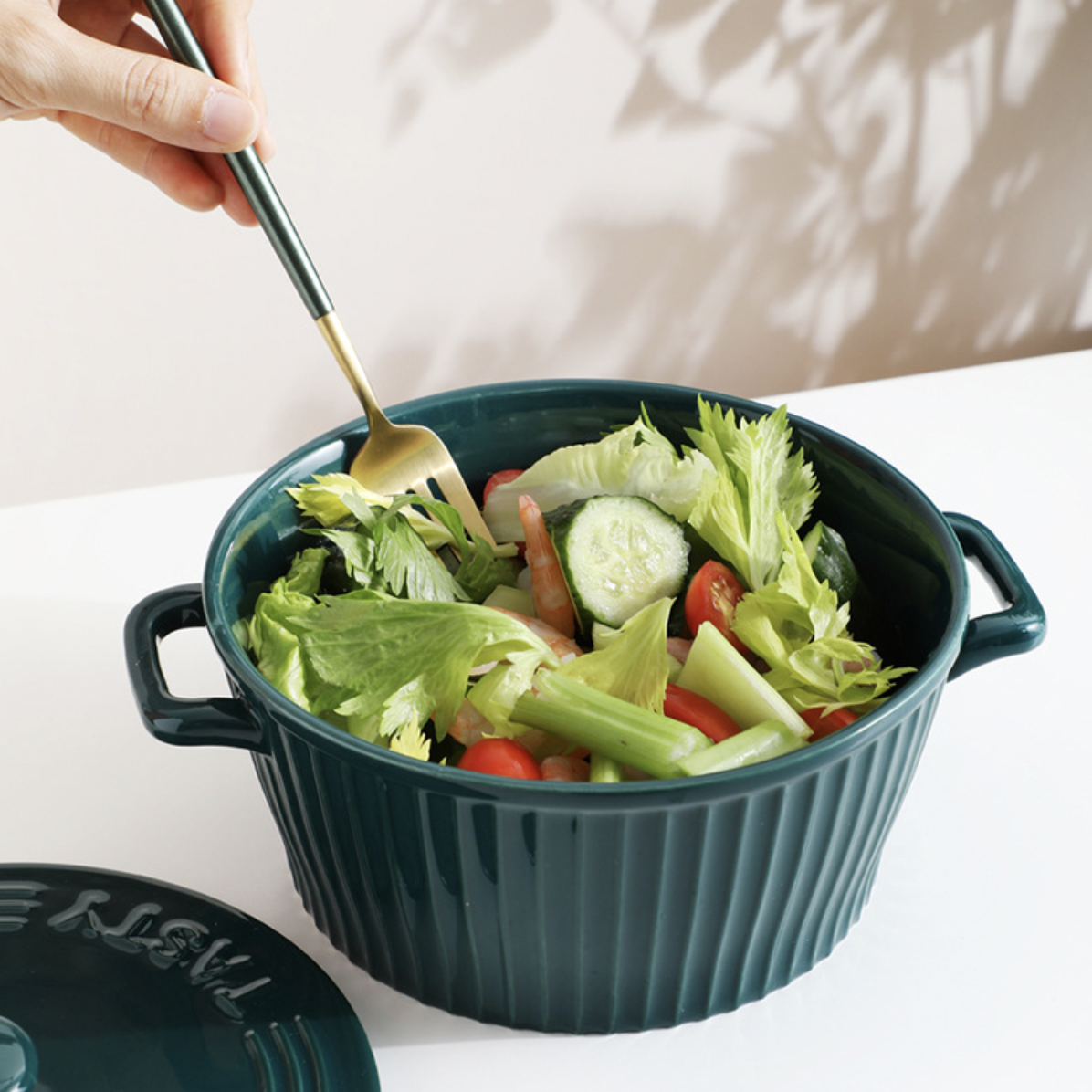 Striped Cooking Pot with Lid Nestasia