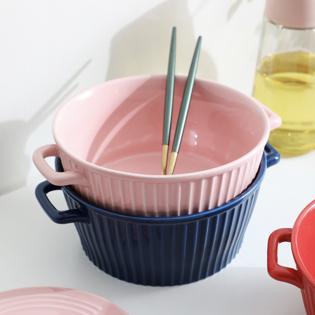 Striped Cooking Pot with Lid Nestasia