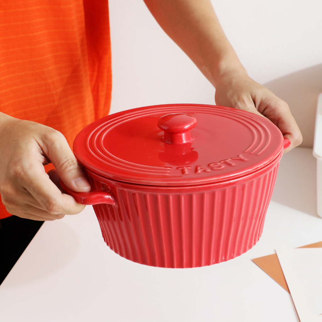 Striped Cooking Pot with Lid Nestasia