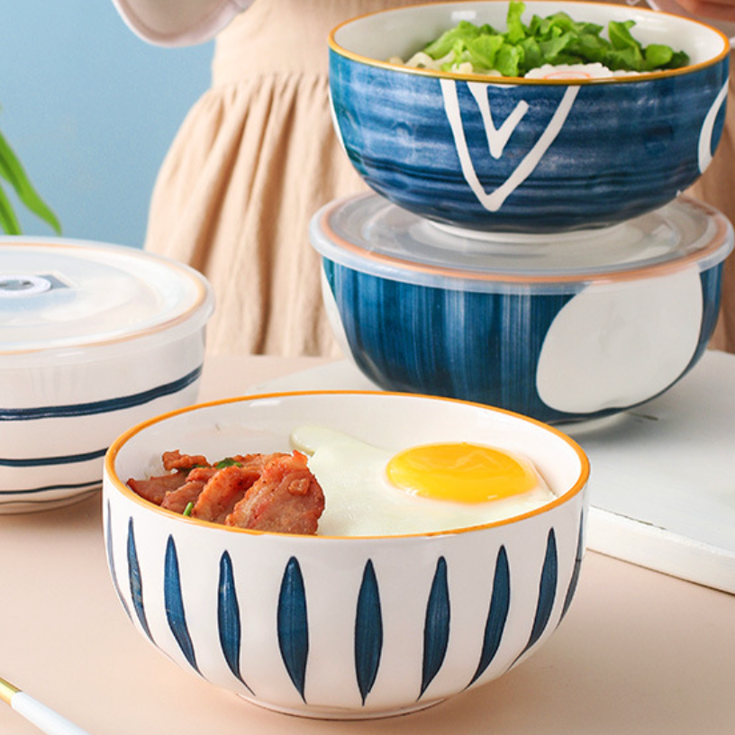 Nitori Teardrop Patterned Ceramic Serving Bowl 650ml Nestasia