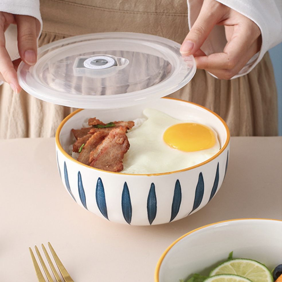 Nitori Teardrop Patterned Ceramic Serving Bowl 650ml Nestasia