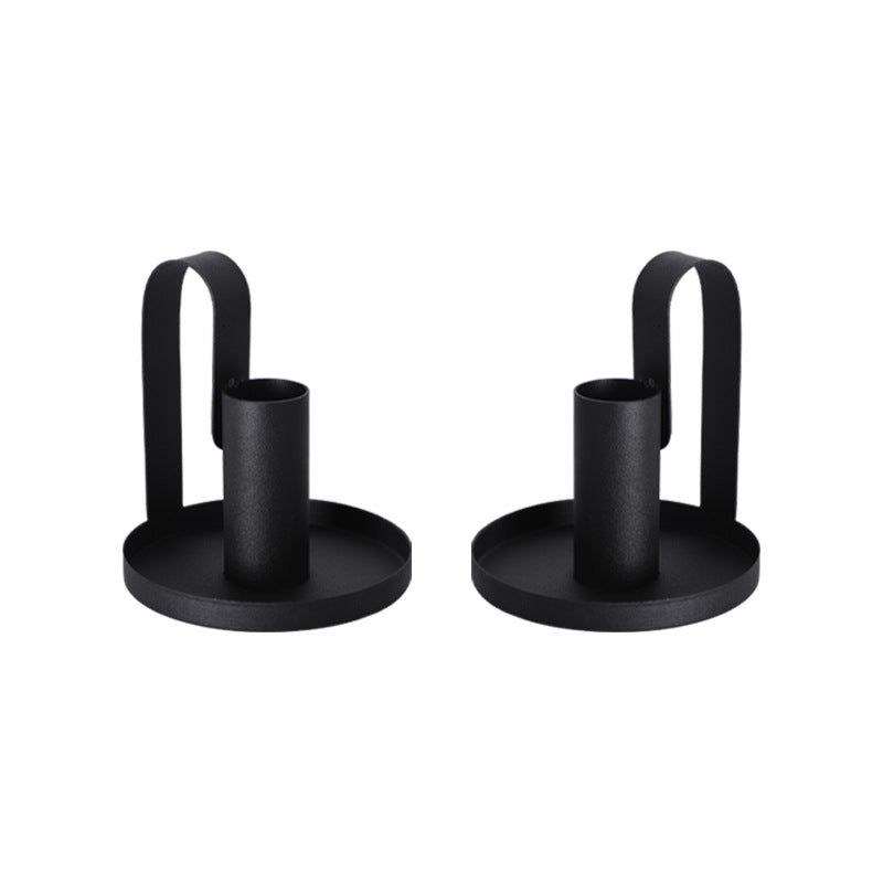Short Black Candle Holders Set Of 2 Nestasia