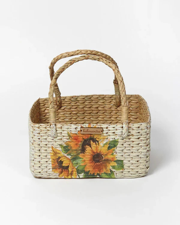 Natural Seagrass Hamper Basket for Kitchen, Dining Table, and Decorative Display