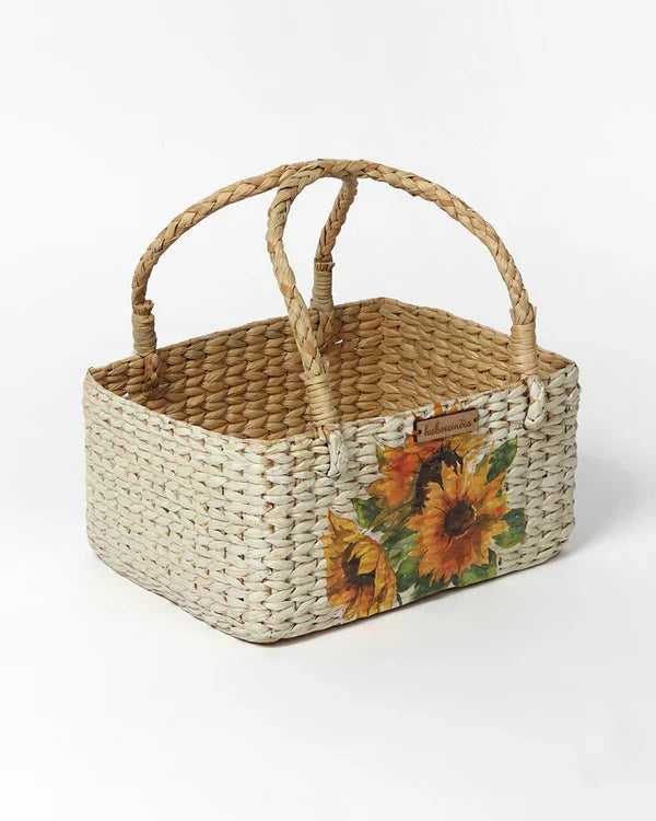 Natural Seagrass Hamper Basket for Kitchen, Dining Table, and Decorative Display