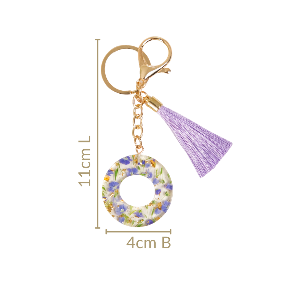 Ornate O Lavender Forget Me Not Keychain Nestasia