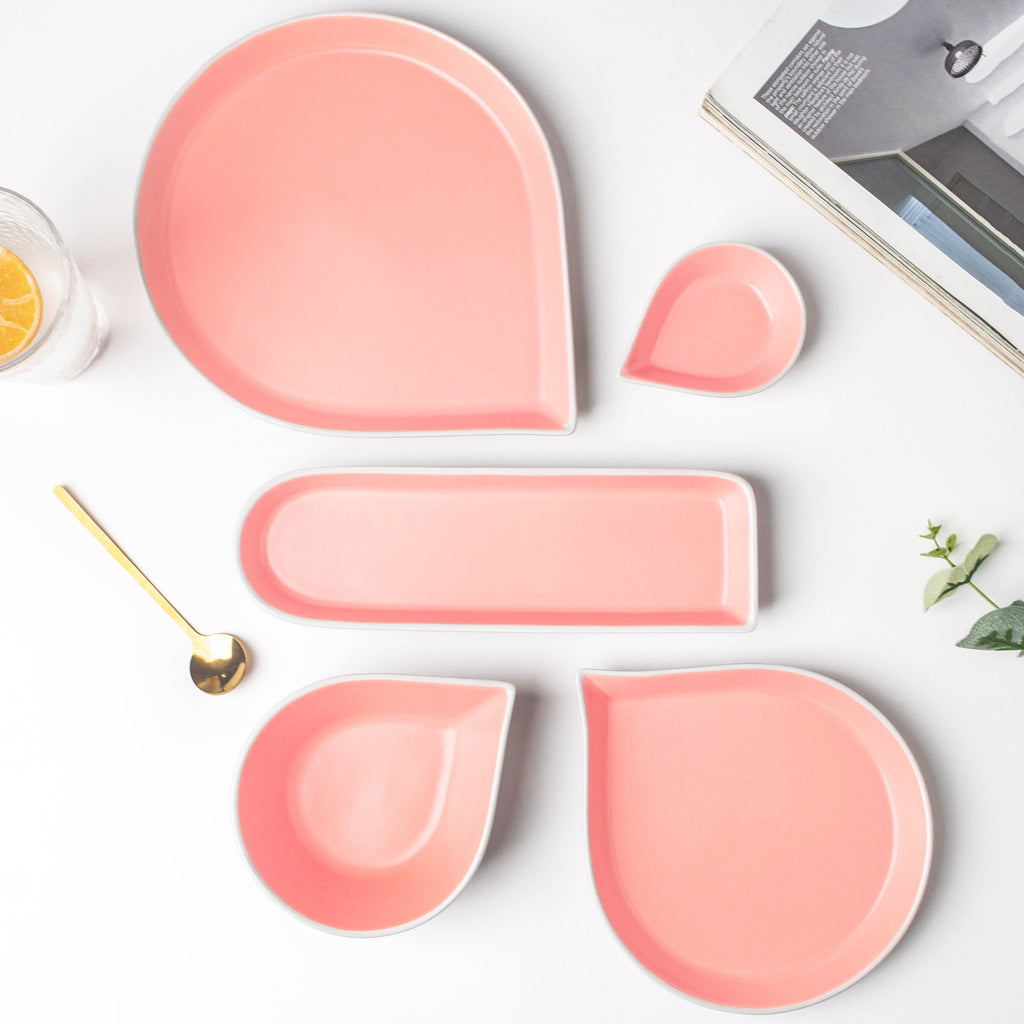 Dew Pink And Blue 19 Piece Pasta Snack Set For 6 Nestasia