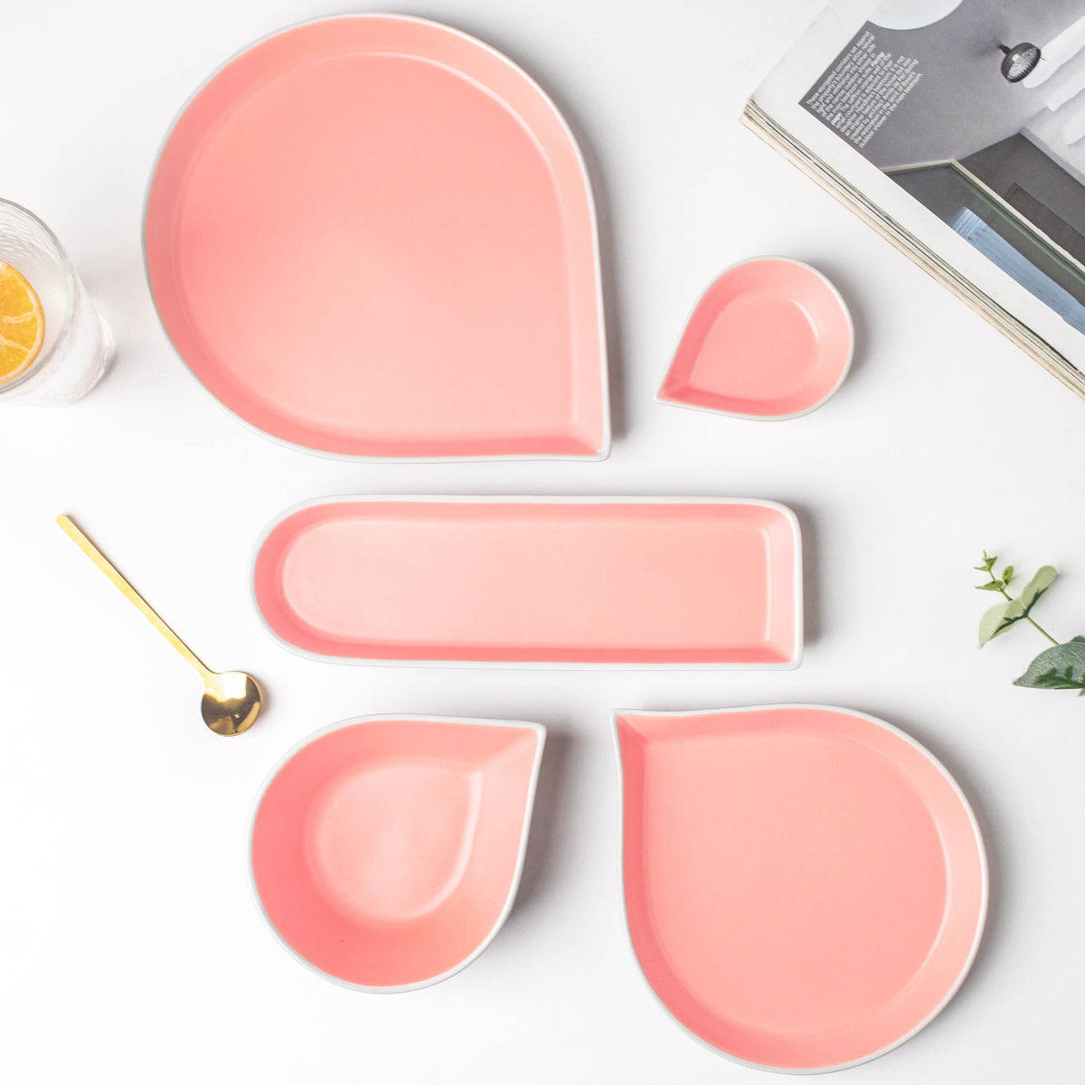 Dew Pink And Blue 19 Piece Pasta Snack Set For 6 Nestasia