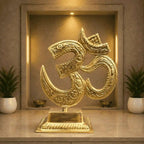 Brass Table Top Om With Stand (5.5 Inch) Vedansh Craft