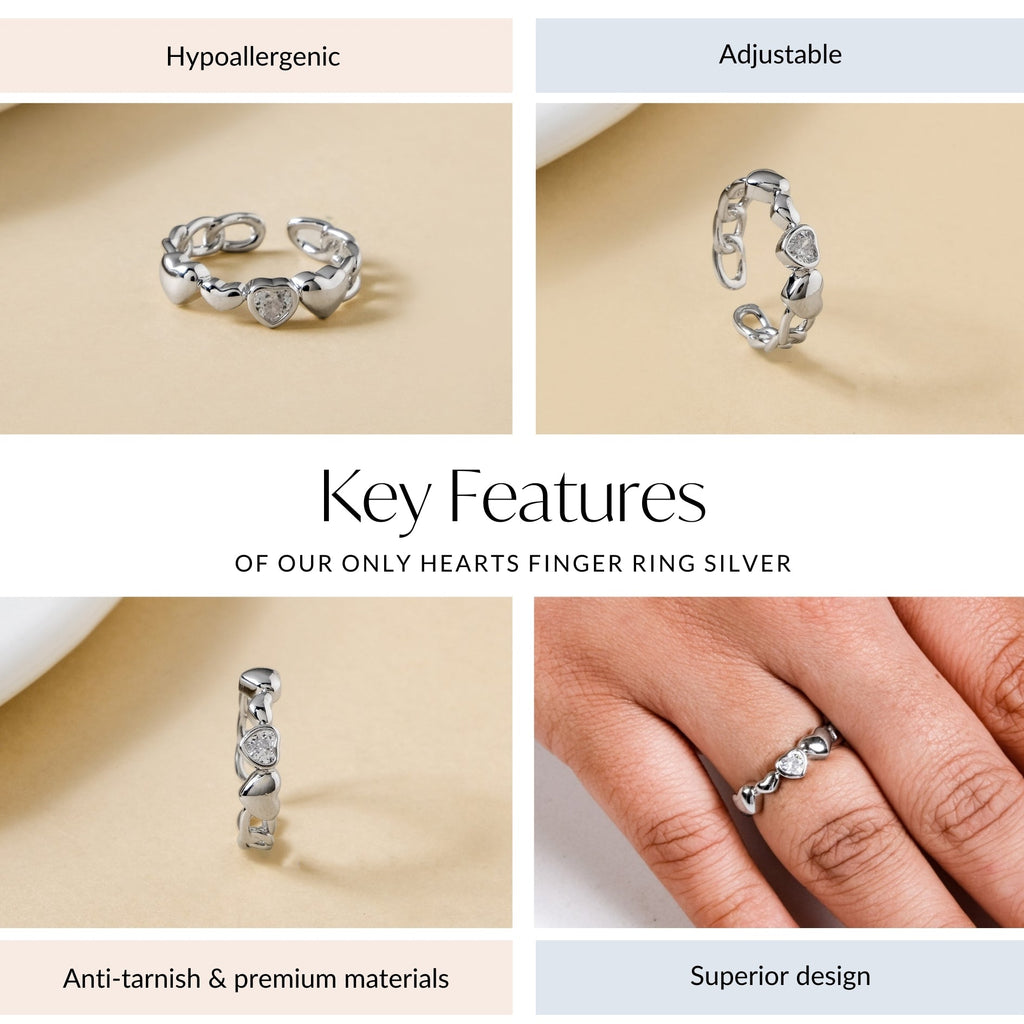Only Hearts Finger Ring Silver Nestasia