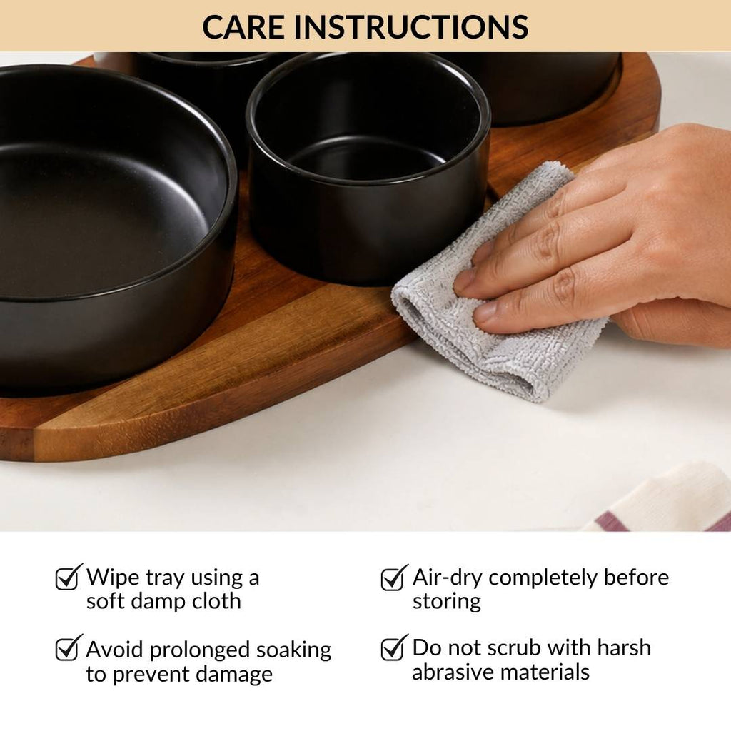 Matte Black Multi Bowl Serving Set Of 5 Nestasia