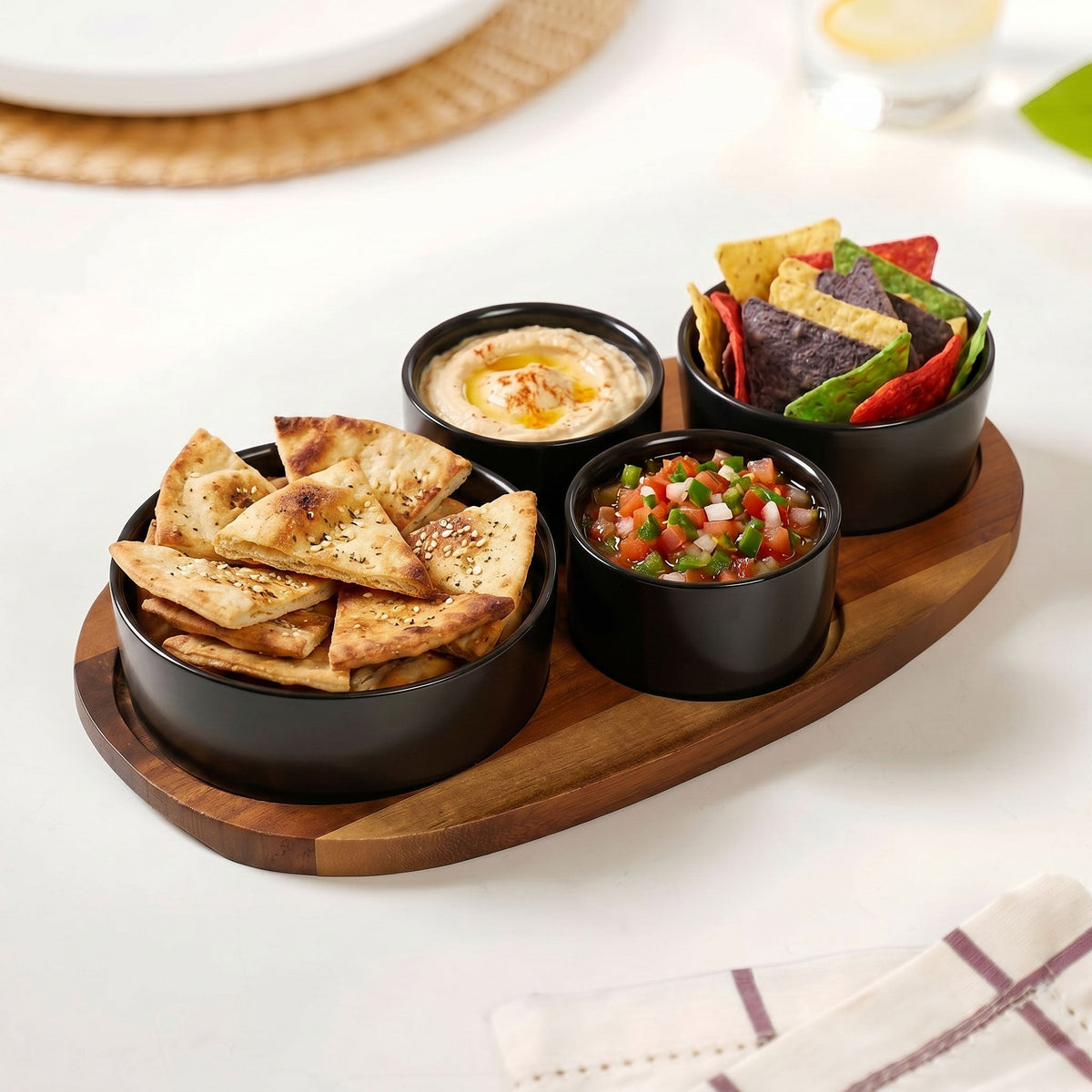 Matte Black Multi Bowl Serving Set Of 5 Nestasia