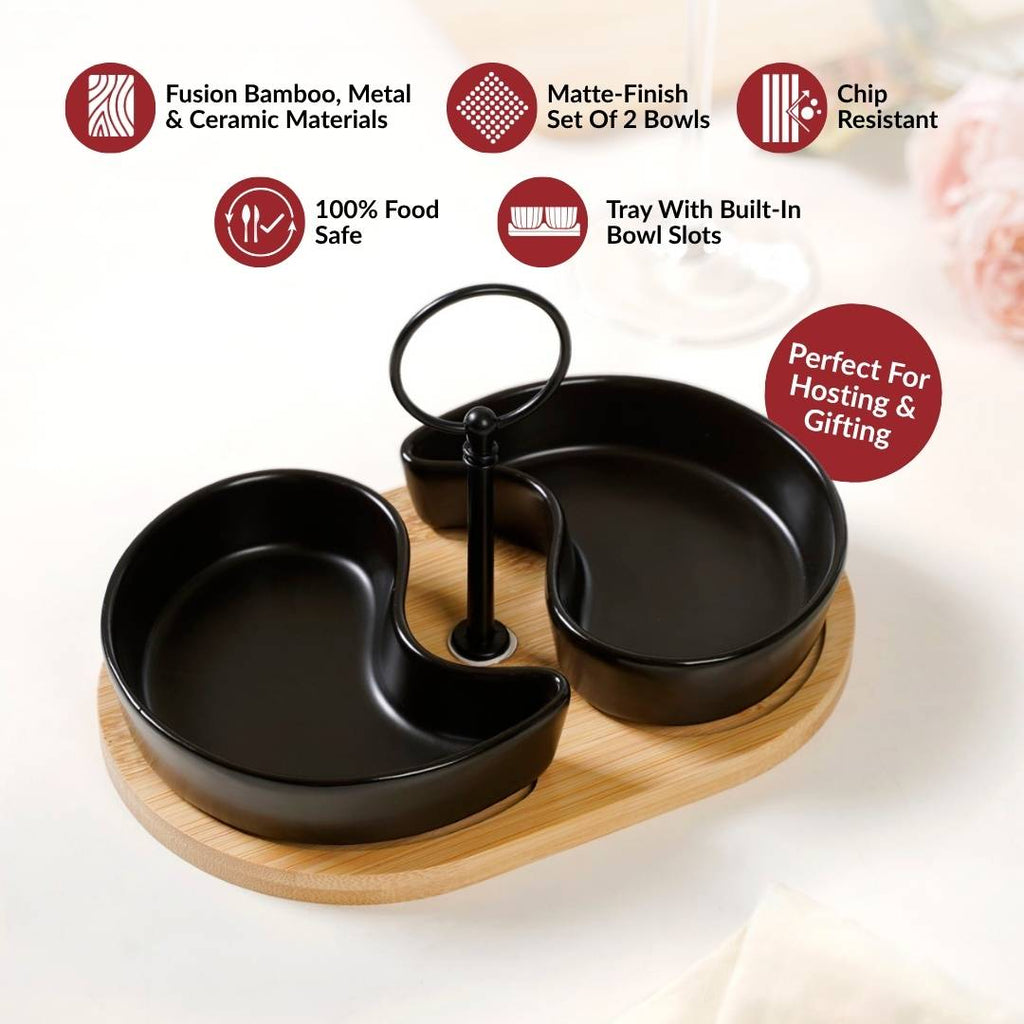 Matte Black Platter Set Of 3 Nestasia