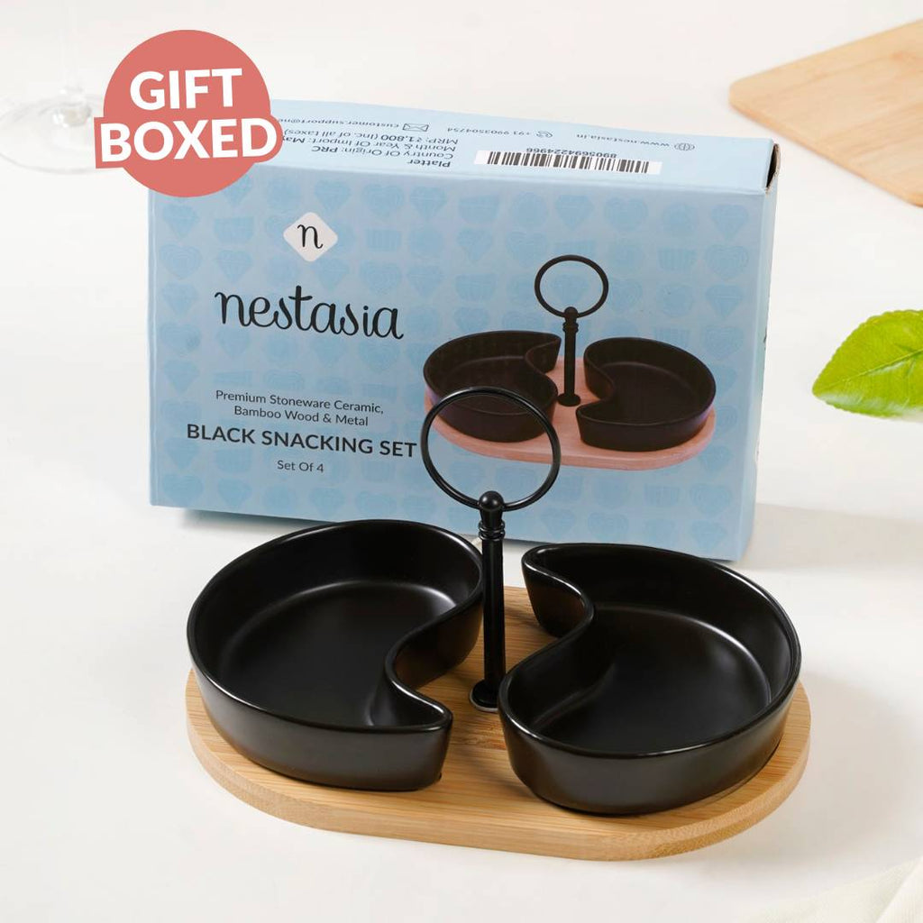 Matte Black Platter Set Of 3 Nestasia