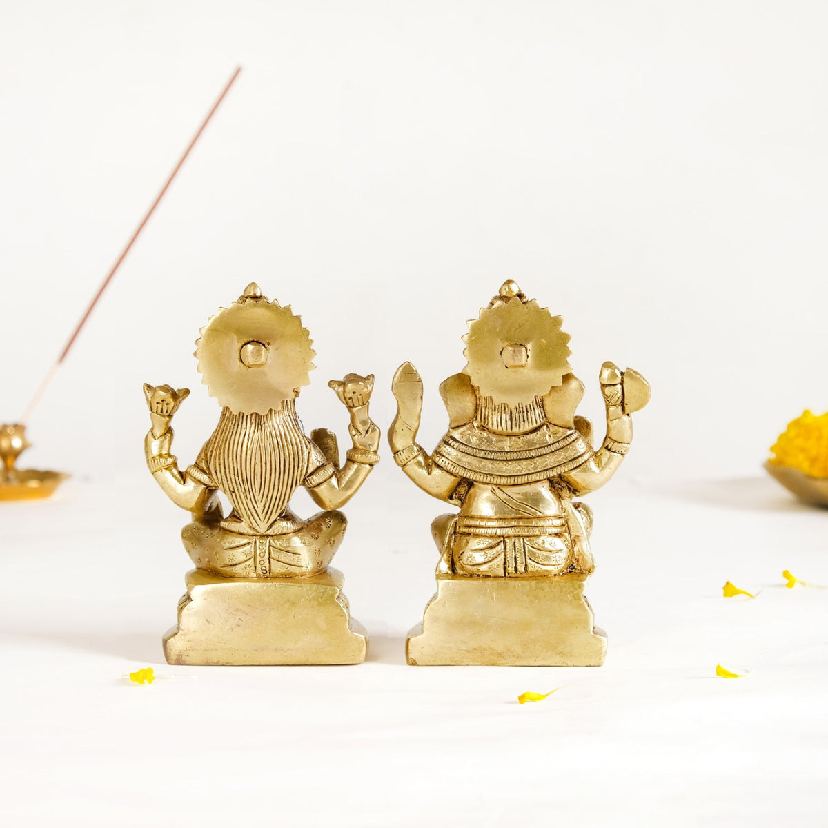 Ganesh Laxmi Pure Brass Statue Set Of 2 11cm Nestasia