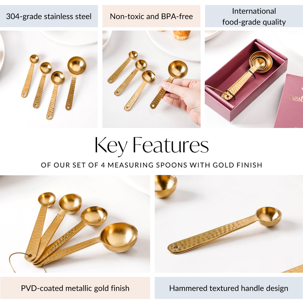 Set Of 4 Gold Measuring Spoons Nestasia