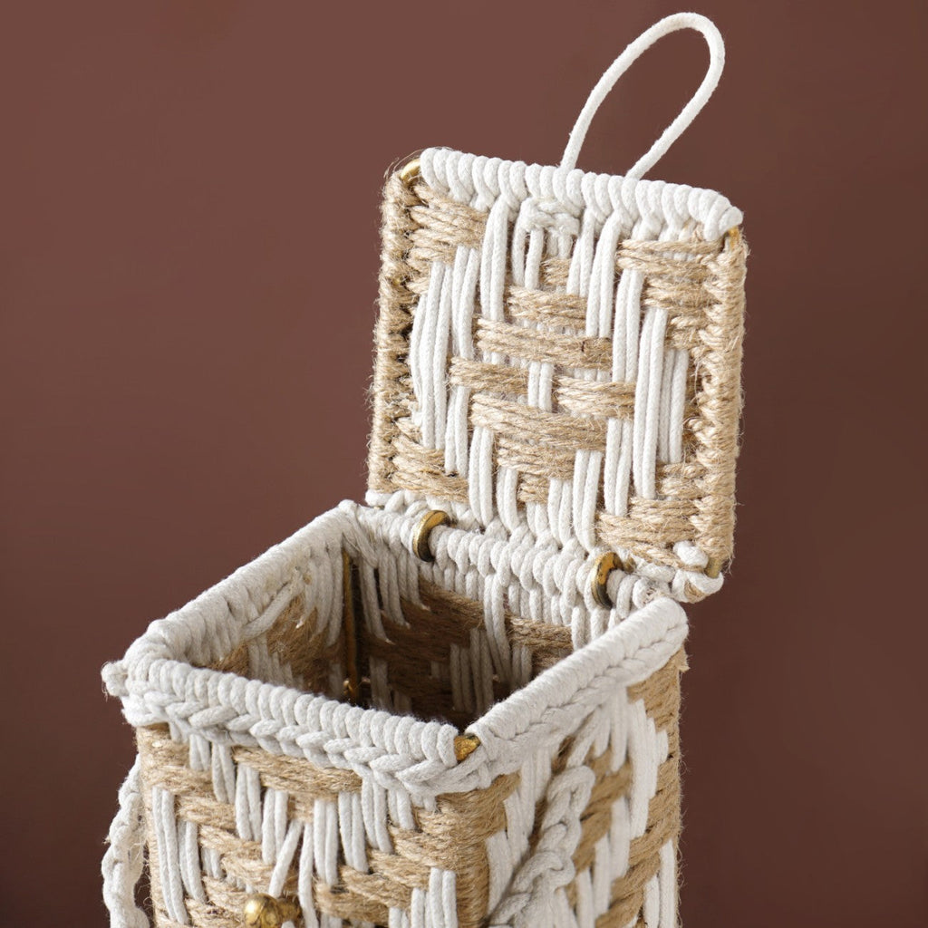 Organic Handwoven Bottle Holder Basket White Nestasia