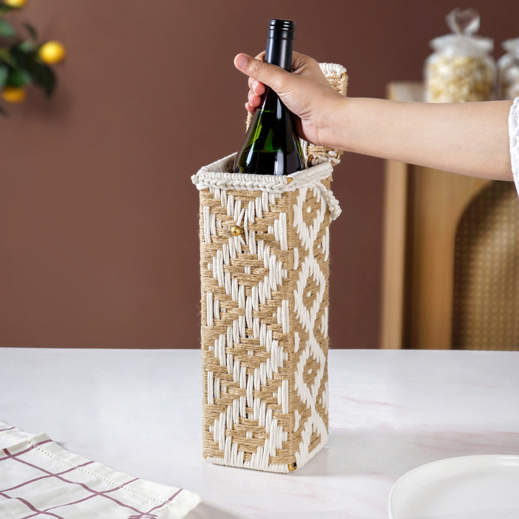 Organic Handwoven Bottle Holder Basket White Nestasia