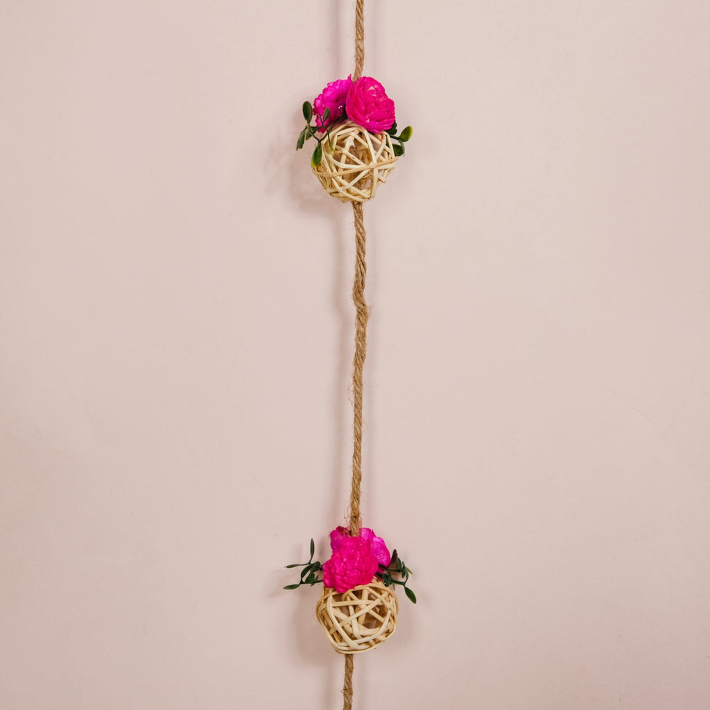 Vibrant Pink Floral Wall Hangings Set Of 15 Nestasia