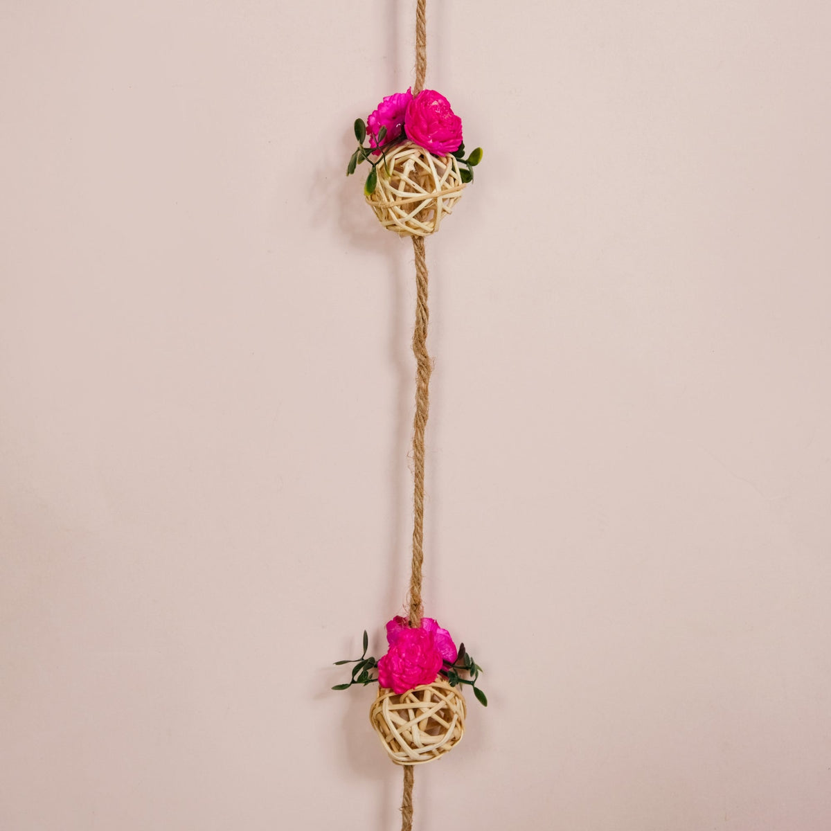 Vibrant Pink Floral Wall Hangings Set Of 15 Nestasia