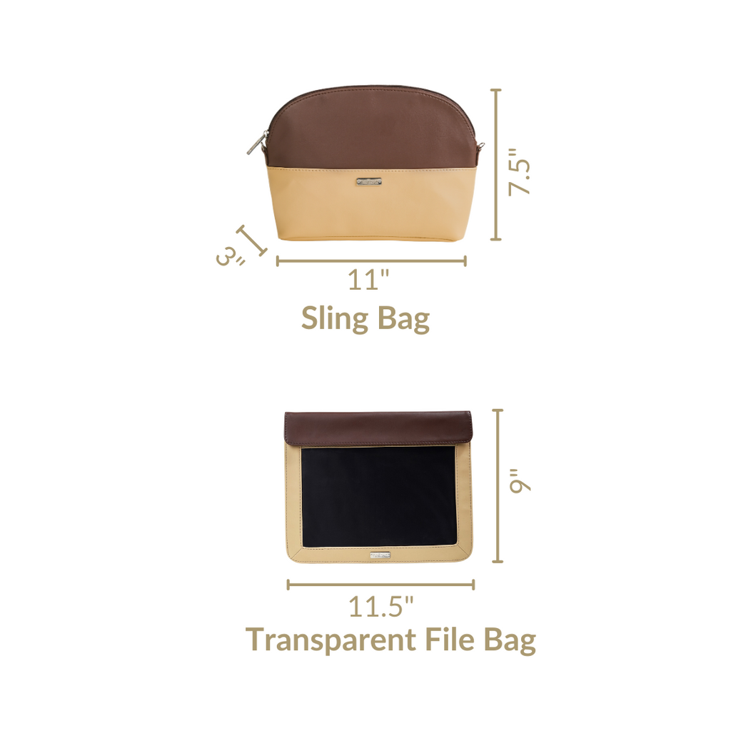 Stylish Sling Bag And File Bag Set Of 2 Beige Nestasia