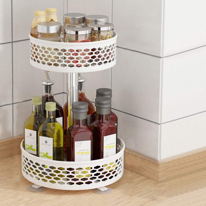 Rotating Metal Storage Rack White Nestasia