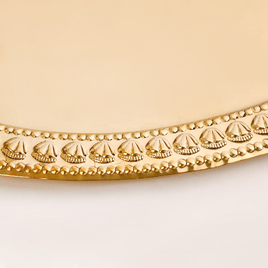 Veda Pure Brass Oval Tray With Embossed Detailing 32x22cm Nestasia