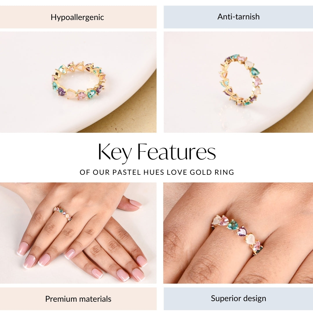 Pastel Hues Love Gold Ring Nestasia