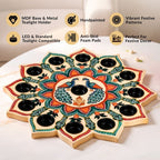 Peacock Rangoli Handpainted Tealight Candle Holder Nestasia