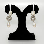 Pearl And Silver Overlapping Ring Danglers Nestasia