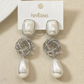 Pearl And Silver Overlapping Ring Danglers Nestasia